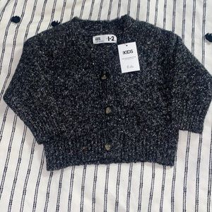 Cotton On Kids Black Fleck Cardigan 1-2 Years Old